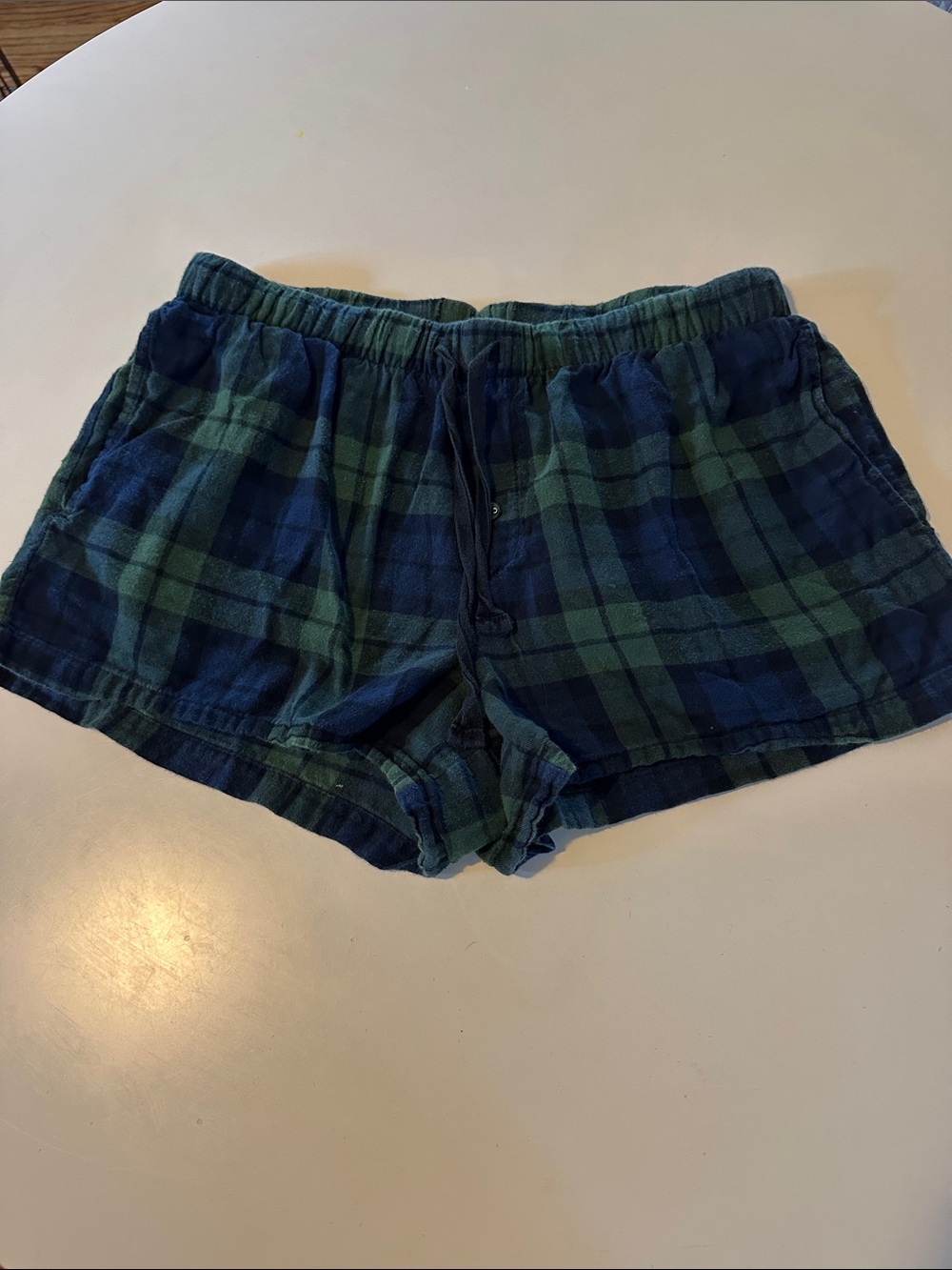 stars above Green & Navy Plaid Lounge Bike Shorts